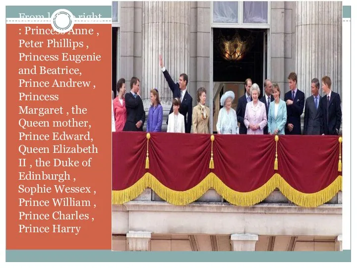 From left to right : Princess Anne , Peter Phillips ,