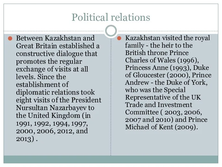 Political relations Between Kazakhstan and Great Britain established a constructive dialogue