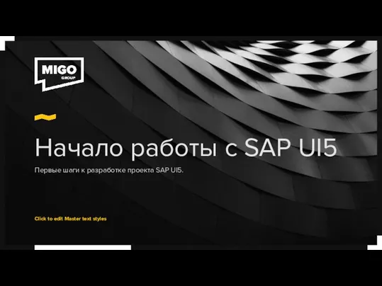 Начало работы с SAP UI5 Первые шаги к разработке проекта SAP UI5.