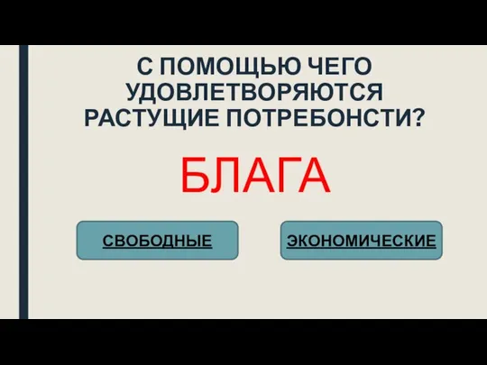 С ПОМОЩЬЮ ЧЕГО УДОВЛЕТВОРЯЮТСЯ РАСТУЩИЕ ПОТРЕБОНСТИ? БЛАГА СВОБОДНЫЕ ЭКОНОМИЧЕСКИЕ