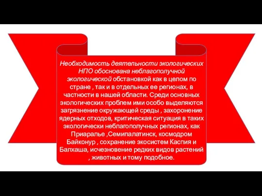 Необходимость деятельности экологических НПО обоснована неблагополучной экологической обстановкой как в целом