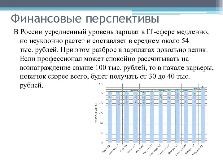 Финансовые перспективы В России усредненный уровень зарплат в IТ-сфере медленно, но