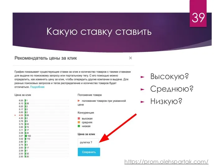 Какую ставку ставить https://prom.olehspartak.com/ Высокую? Среднюю? Низкую? 39