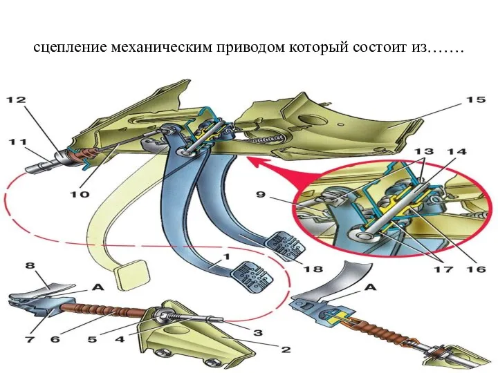 сцепление механическим приводом который состоит из…….