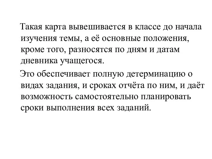 Такая карта вывешивается в классе до начала изучения темы, а её