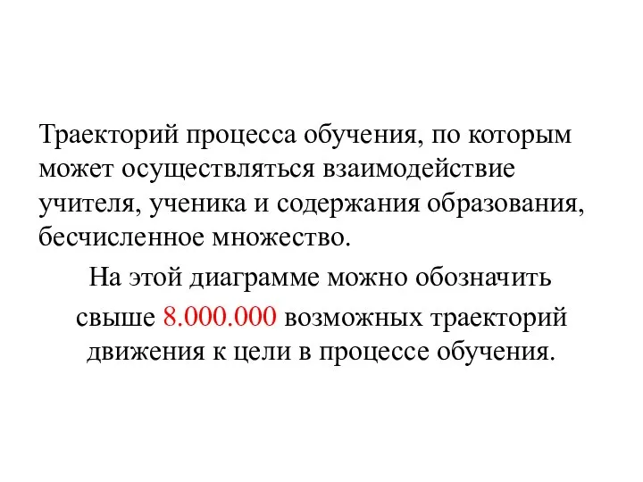 Траекторий процесса обучения, по которым может осуществляться взаимодействие учителя, ученика и