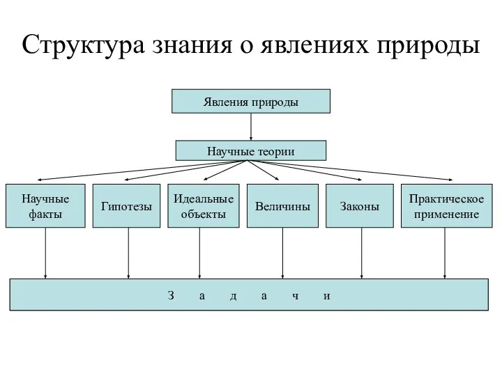 Структура знания о явлениях природы Явления природы Научные теории Научные факты