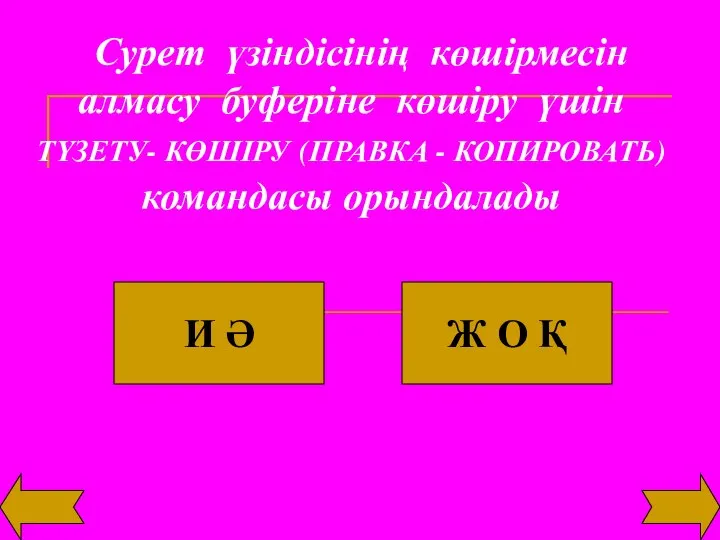 Сурет үзіндісінің көшірмесін алмасу буферіне көшіру үшін ТҮЗЕТУ- КӨШІРУ (ПРАВКА -