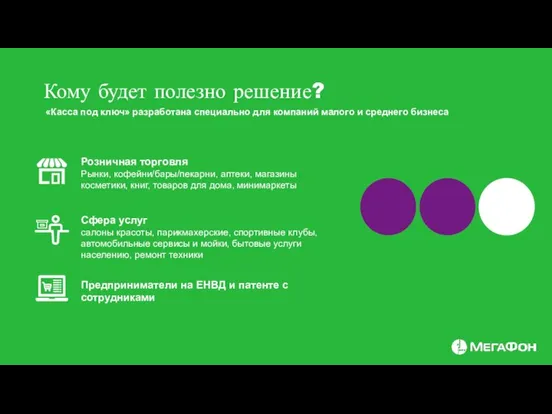 Кому будет полезно решение? «Касса под ключ» разработана специально для компаний малого и среднего бизнеса