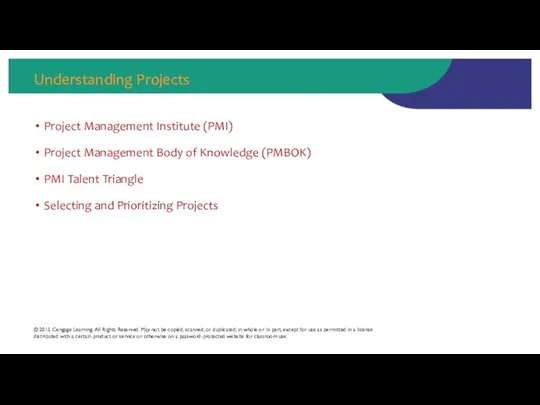 Understanding Projects Project Management Institute (PMI) Project Management Body of Knowledge