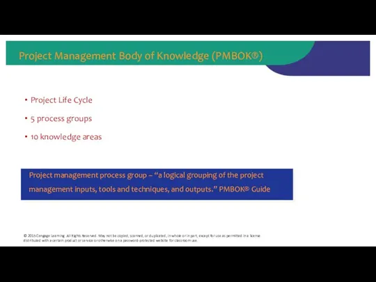 Project Management Body of Knowledge (PMBOK®) Project Life Cycle 5 process