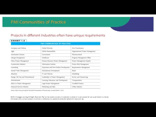 PMI Communities of Practice Projects in different industries often have unique