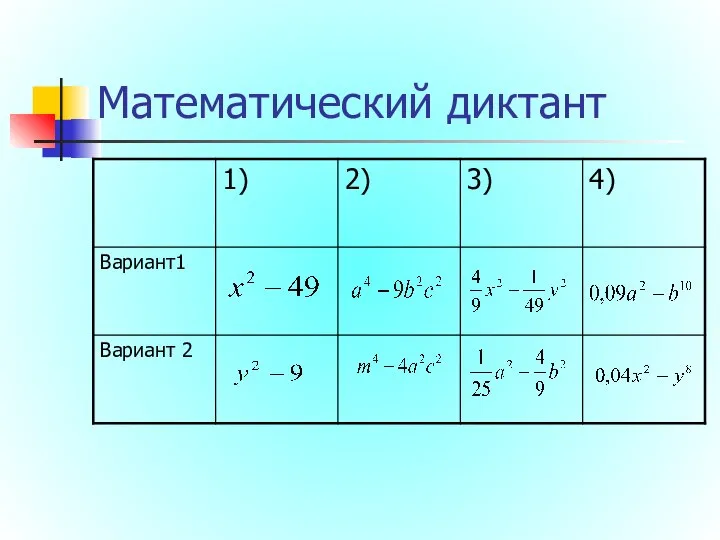 Математический диктант