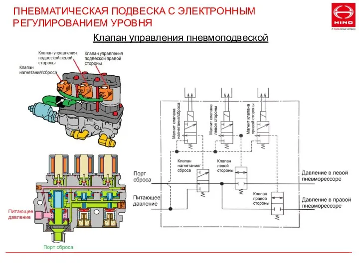 ПНЕВМАТИЧЕСКАЯ ПОДВЕСКА С ЭЛЕКТРОННЫМ РЕГУЛИРОВАНИЕМ УРОВНЯ Клапан управления пневмоподвеской