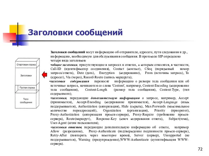 Заголовки сообщений Заголовки сообщений несут информацию об отправителе, адресате, пути следования