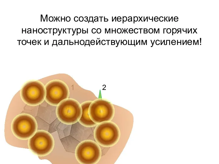 1 2 Можно создать иерархические наноструктуры со множеством горячих точек и дальнодействующим усилением!