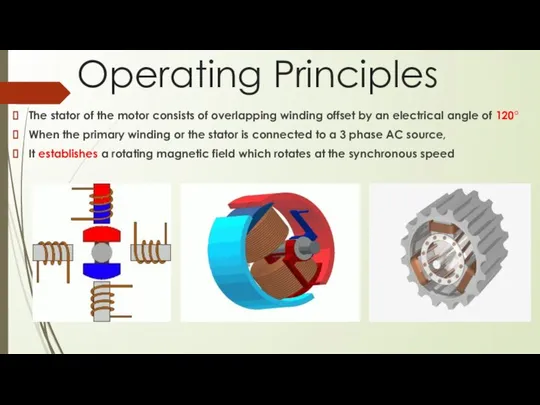 Operating Principles The stator of the motor consists of overlapping winding