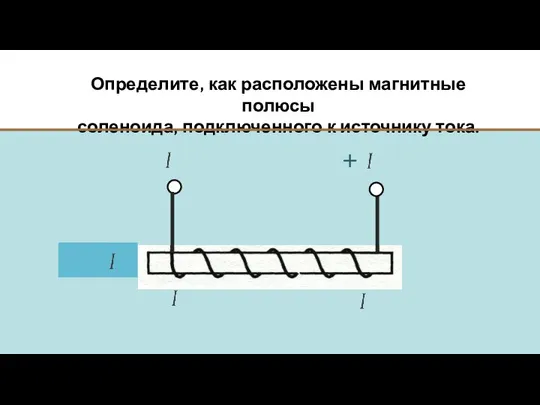 Определите, как расположены магнитные полюсы соленоида, подключенного к источнику тока. +