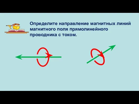 Определите направление магнитных линий магнитного поля прямолинейного проводника с током.