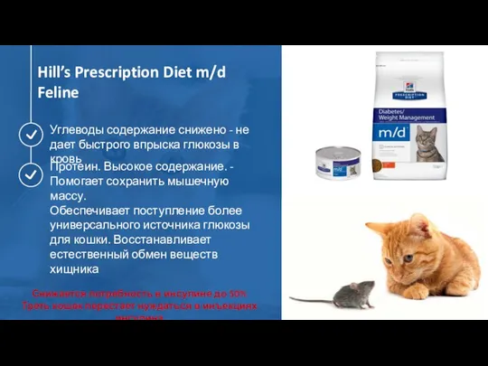 Hill’s Prescription Diet m/d Feline Углеводы содержание снижено - не дает