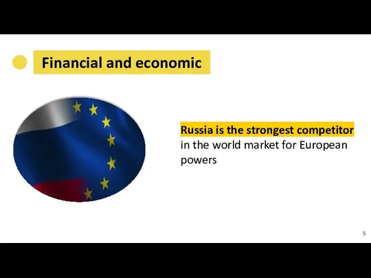 Russia is the strongest competitor in the world market for European powers Financial and economic