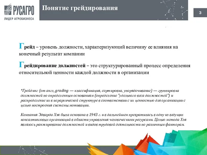 Грейд – уровень должности, характеризующий величину ее влияния на конечный результат