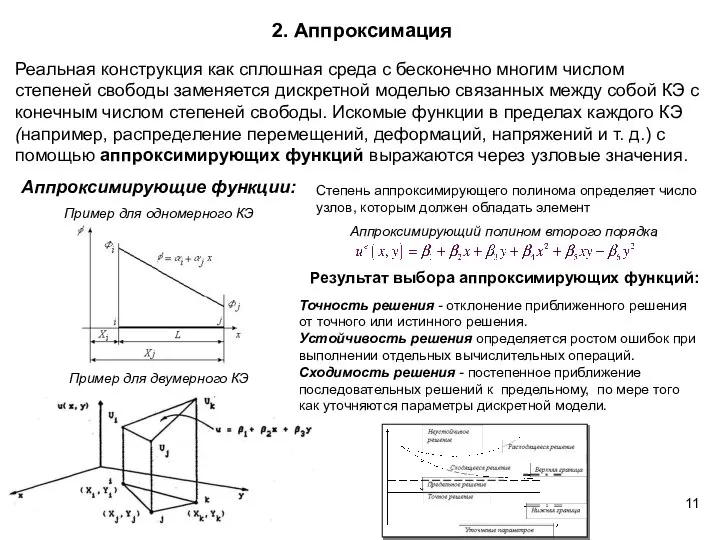 2. Аппроксимация Реальная конструкция как сплошная среда с бесконечно многим числом