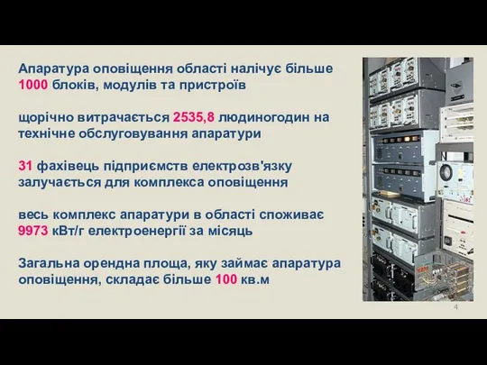 Апаратура оповіщення області налічує більше 1000 блоків, модулів та пристроїв щорічно