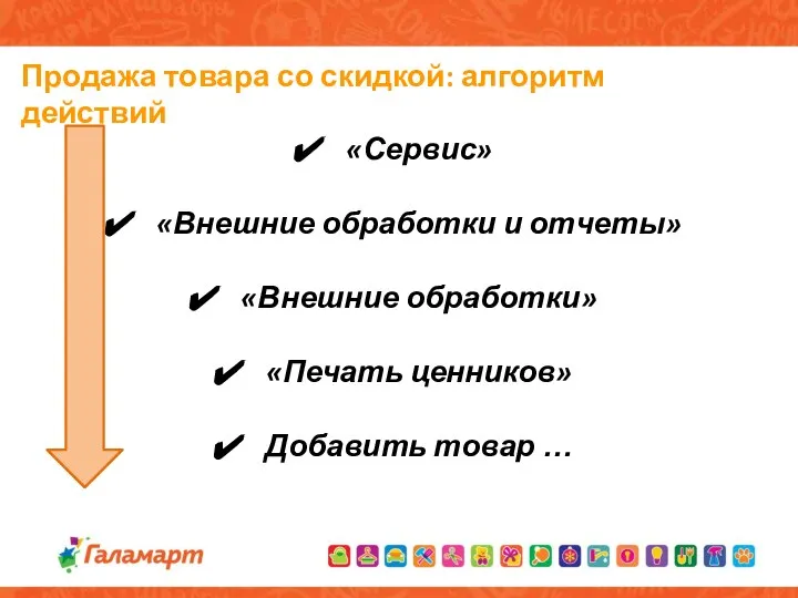 Продажа товара со скидкой: алгоритм действий