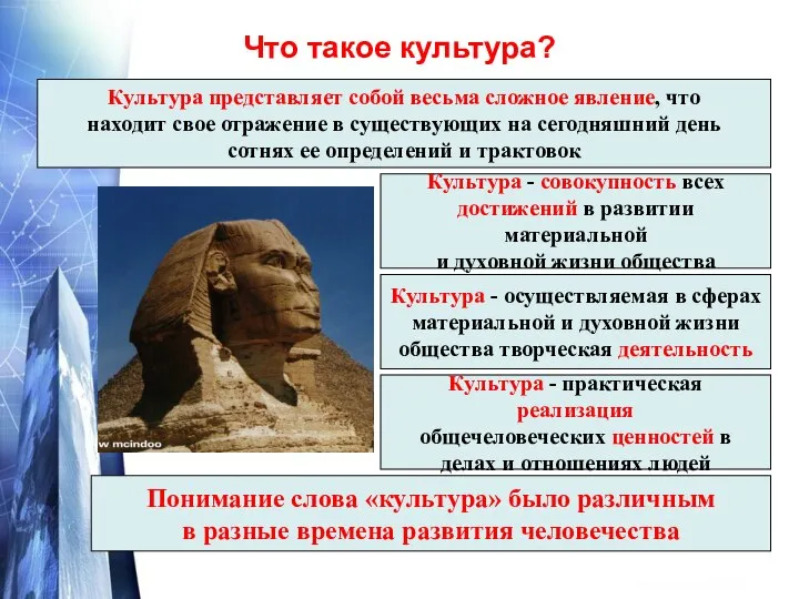 Что такое культура? Культура представляет собой весьма сложное явление, что находит