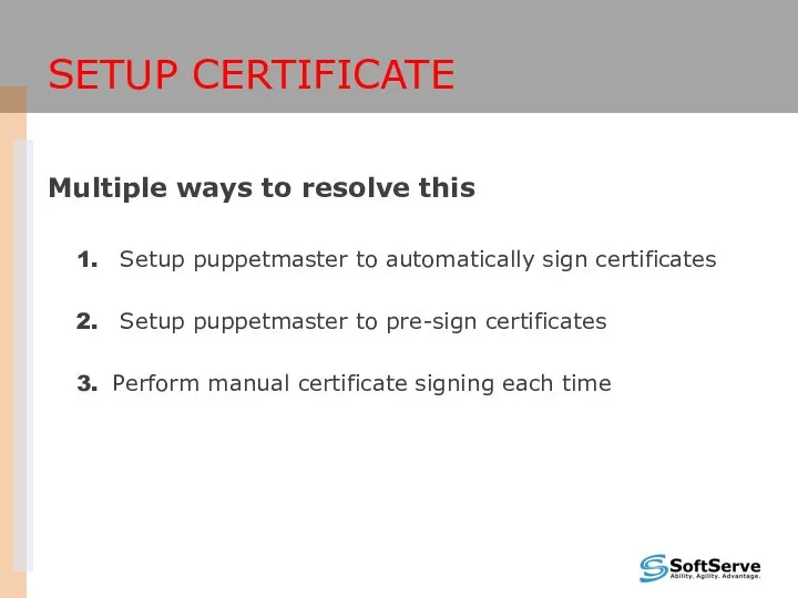SETUP CERTIFICATE Multiple ways to resolve this Setup puppetmaster to automatically