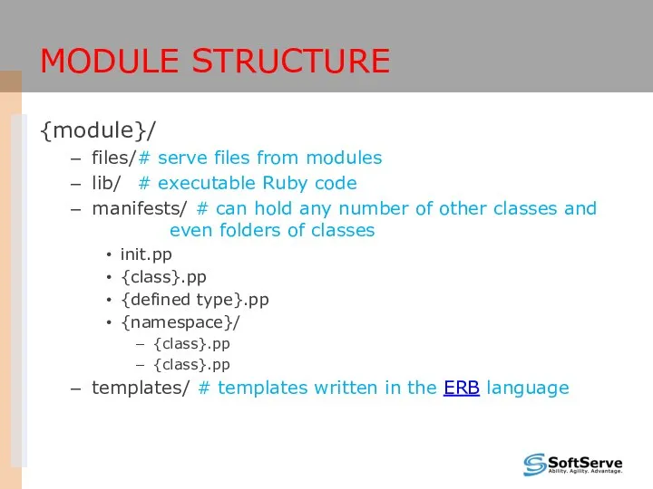 MODULE STRUCTURE {module}/ files/ # serve files from modules lib/ #