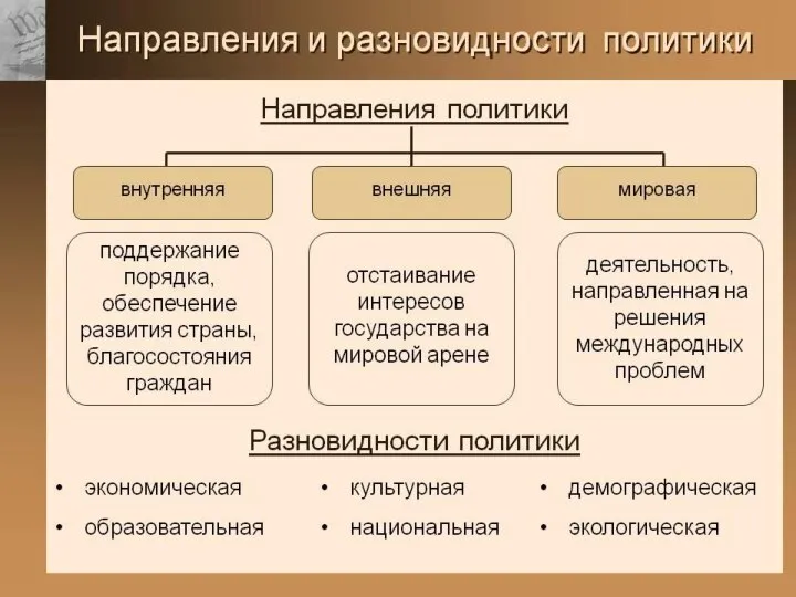 Политическая деятельность и общество Деятельность субъектов политики направлена на общество в