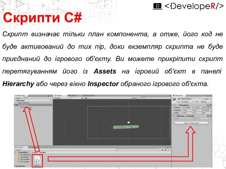 Скрипт визначає тільки план компонента, а отже, його код не буде