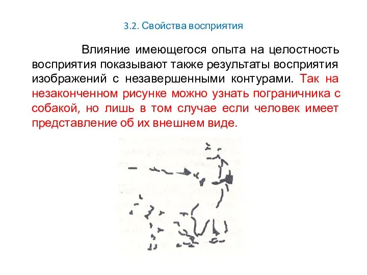 3.2. Свойства восприятия Влияние имеющегося опыта на целостность восприятия показывают также