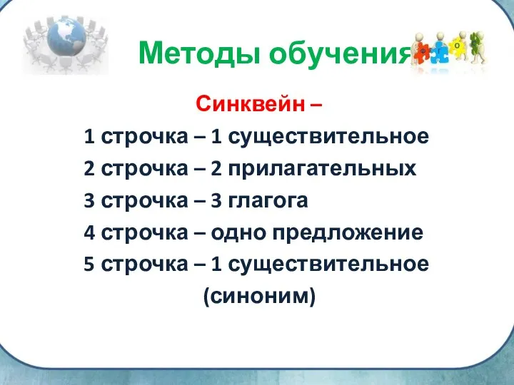 Синквейн – 1 строчка – 1 существительное 2 строчка – 2