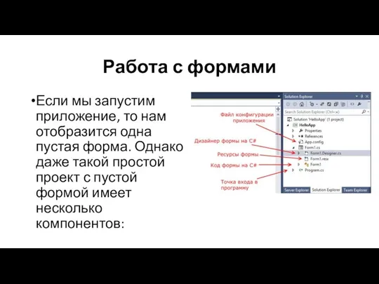 Работа с формами Если мы запустим приложение, то нам отобразится одна