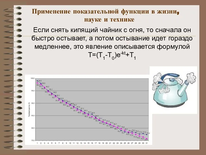 Если снять кипящий чайник с огня, то сначала он быстро остывает,