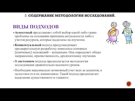 ВИДЫ ПОДХОДОВ Аспектный представляет собой выбор какой-либо грани проблемы на основании