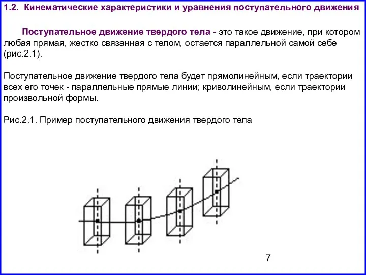 1.2. Кинематические характеристики и уравнения поступательного движения Поступательное движение твердого тела