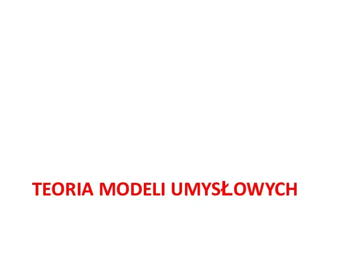 TEORIA MODELI UMYSŁOWYCH