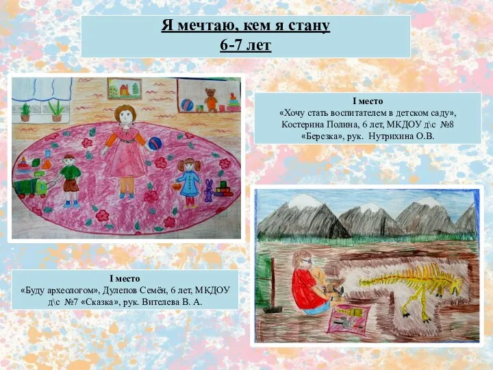 Я мечтаю, кем я стану 6-7 лет I место «Хочу стать