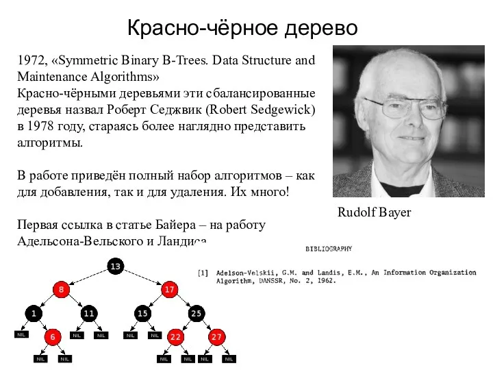 Красно-чёрное дерево Rudolf Bayer 1972, «Symmetric Binary B-Trees. Data Structure and