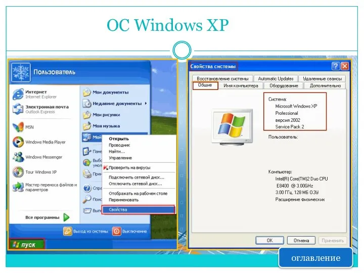 ОС Windows XP оглавление