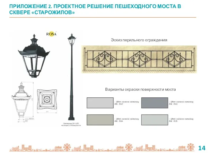 ПРИЛОЖЕНИЕ 2. ПРОЕКТНОЕ РЕШЕНИЕ ПЕШЕХОДНОГО МОСТА В СКВЕРЕ «СТАРОЖИЛОВ» 14 Варианты