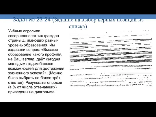 Задание 23-24 (Задание на выбор верных позиций из списка) Учёные опросили