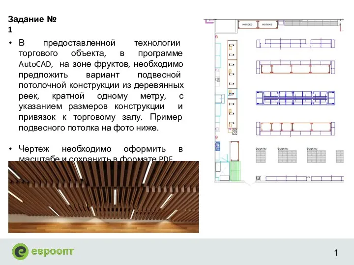 В предоставленной технологии торгового объекта, в программе AutoCAD, на зоне фруктов,