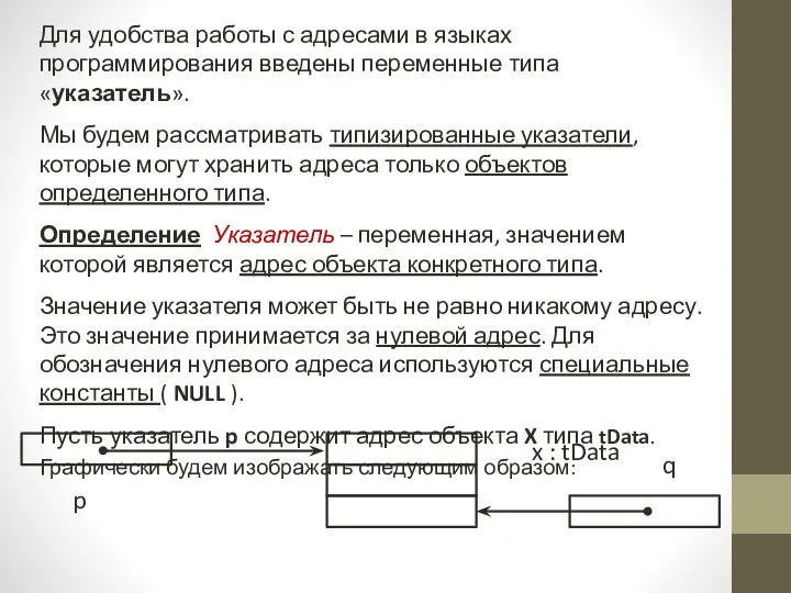 Для удобства работы с адресами в языках программирования введены переменные типа