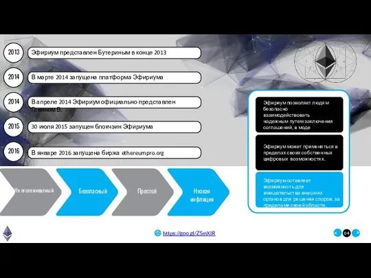2014 Эфириум позволяет людям безопасно взаимодействовать надежным путем заключения соглашений, в