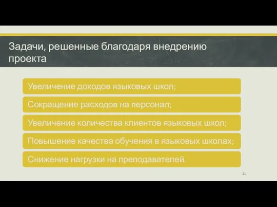 Задачи, решенные благодаря внедрению проекта